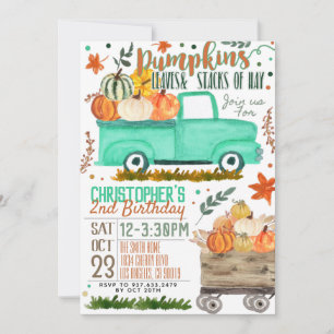 Invitation d'anniversaire camion de citrouille