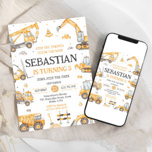 Invitation d'anniversaire camion de construction o