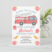 Invitation d'anniversaire Camion de pompiers (Debout devant)