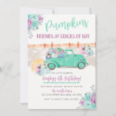 Invitation d'anniversaire camionnette turquoise Pa (Devant)