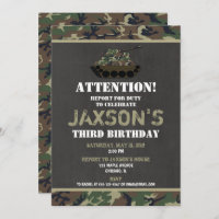 Invitation d'anniversaire Camo Army Camouflage