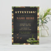Invitation d'anniversaire camouflage de l'armée | (Debout devant)