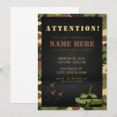 Invitation d'anniversaire camouflage de l'armée | (Devant / Derrière)