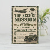 Invitation d'anniversaire camouflage militaire per (Debout devant)