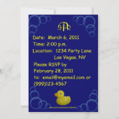 Invitation d'anniversaire - Canard bleu/jaune, pho (Dos)
