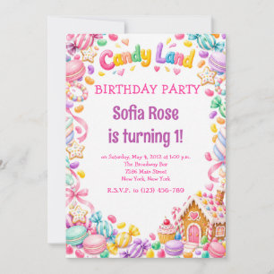 Invitation d'anniversaire Candyland Candy premier