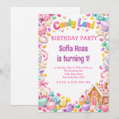 Invitation d'anniversaire Candyland Candy premier (Devant / Derrière)