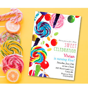 Invitation d'anniversaire Candyland de Sweet Shopp