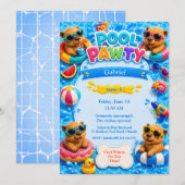 Invitation d'anniversaire Capybara Pool Party (Devant / Derrière)