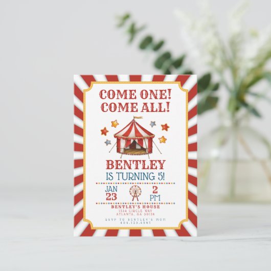 Invitation d'anniversaire Carnaval du Cirque (Debout devant)