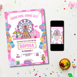 Invitation d'anniversaire Carnaval, Fille de Cirqu