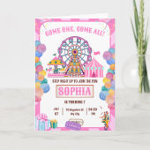 Invitation d'anniversaire Carnaval, Fille de Cirqu (Devant)