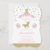 Invitation d'anniversaire Carousel Monnaie rose fl (Devant)