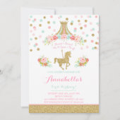 Invitation d'anniversaire Carousel Monnaie rose fl (Devant)