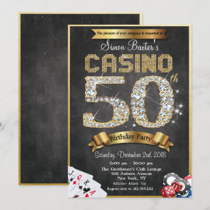 Invitation d'anniversaire Casino 50ème Diamant Or