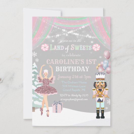 Invitation d'anniversaire Casse-Noisette Sugar Plu (Devant)
