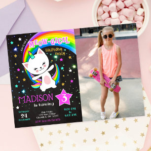 Invitation d'anniversaire Caticorn, Photo de chat