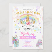 Invitation d'anniversaire Caticorne, Chat Licorne (Devant)