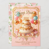 Invitation d'anniversaire : Célébration élégante a (Devant / Derrière)