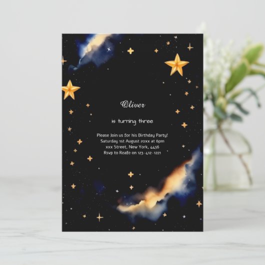 Invitation d'anniversaire céleste (Debout devant)