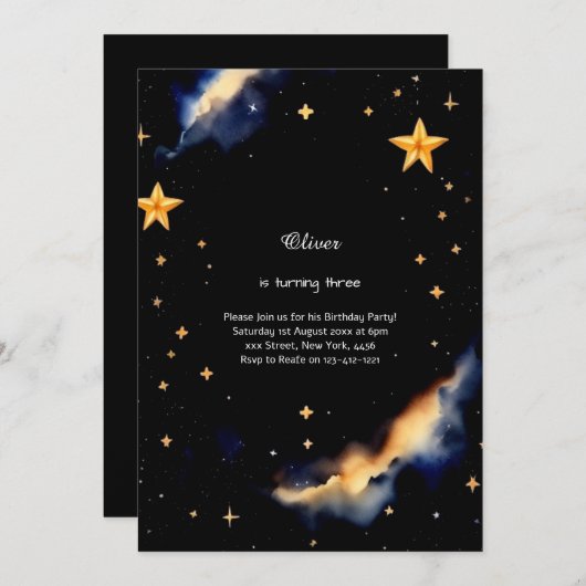 Invitation d'anniversaire céleste (Devant / Derrière)