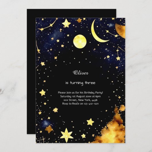 Invitation d'anniversaire céleste (Devant / Derrière)