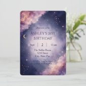 Invitation d'anniversaire céleste 21 ans | Étoiles (Debout devant)