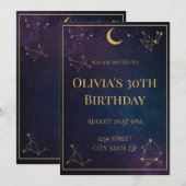 Invitation d'anniversaire céleste 30 ans | Navy & (Devant / Derrière)