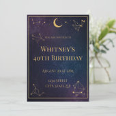 Invitation d'anniversaire céleste 40 ans | Élégant (Debout devant)
