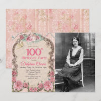 Invitation d'anniversaire centenaire 100e vintage