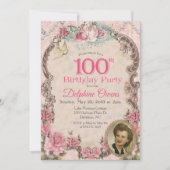 Invitation d'anniversaire centenaire 100e vintage (Devant)