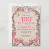 Invitation d'anniversaire centenaire 100e vintage (Devant)