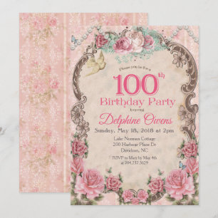 Invitation d'anniversaire centenaire 100e vintage