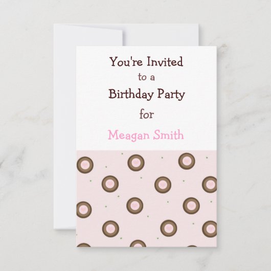 Invitation d'anniversaire Cercles Rose et Marron (Devant)