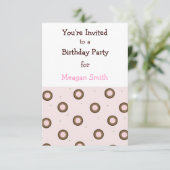 Invitation d'anniversaire Cercles Rose et Marron (Debout devant)
