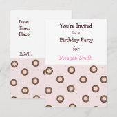 Invitation d'anniversaire Cercles Rose et Marron (Devant / Derrière)