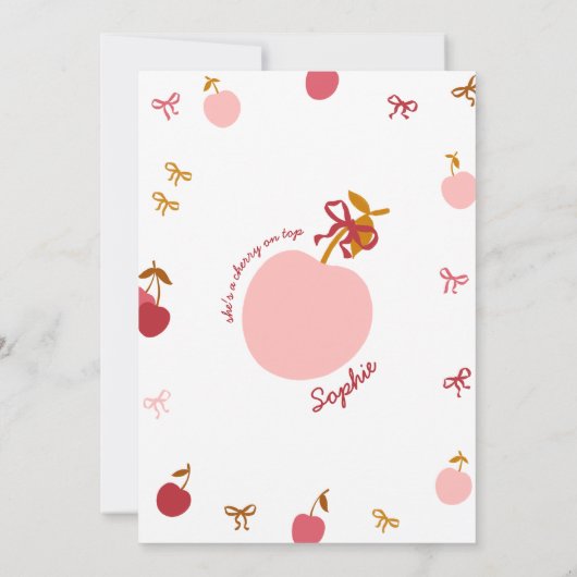 Invitation d'anniversaire cerise (Dos)