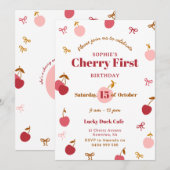 Invitation d'anniversaire cerise (Devant / Derrière)