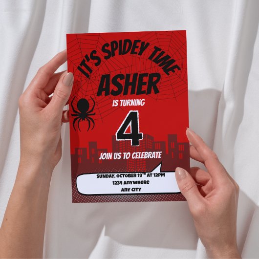 Invitation d'anniversaire C'est l'heure de Spidey 