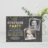 Invitation d'anniversaire Chalkboard Gold (Debout devant)