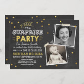 Invitation d'anniversaire Chalkboard Gold (Devant / Derrière)