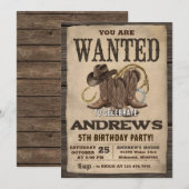 Invitation d'anniversaire chapeau de cowboy wester (Devant / Derrière)