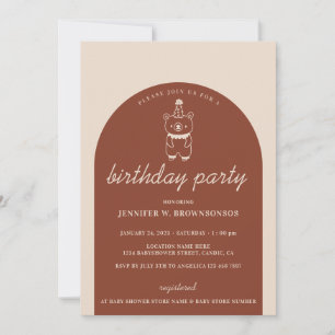 Invitation d'anniversaire Chapeau de Fête Ours en 