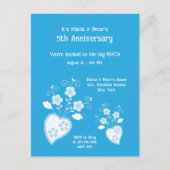 Invitation d'anniversaire charmante avec fleur ble (Devant)