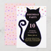 Invitation d'anniversaire Chat & Confettis Multico (Devant / Derrière)