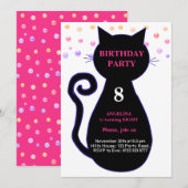 Invitation d'anniversaire Chat & Confettis Multico (Devant / Derrière)