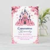 Invitation d'anniversaire Château de Princesse Ros (Debout devant)