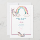 Invitation d'anniversaire Château Licorne Fantaisi (Dos)