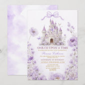 Invitation d'anniversaire Château Princesse Lavand (Devant / Derrière)