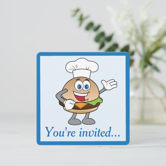 Invitation d'anniversaire Cheeseburger (Debout devant)